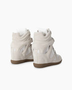 Women's Premium Leather High-Top Sneakers - Hidden Heel Velcro Waterproof Shoes