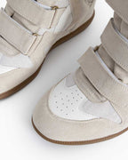 Women's Premium Leather High-Top Sneakers - Hidden Heel Velcro Waterproof Shoes