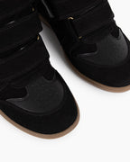 Women's Premium Leather High-Top Sneakers - Hidden Heel Velcro Waterproof Shoes