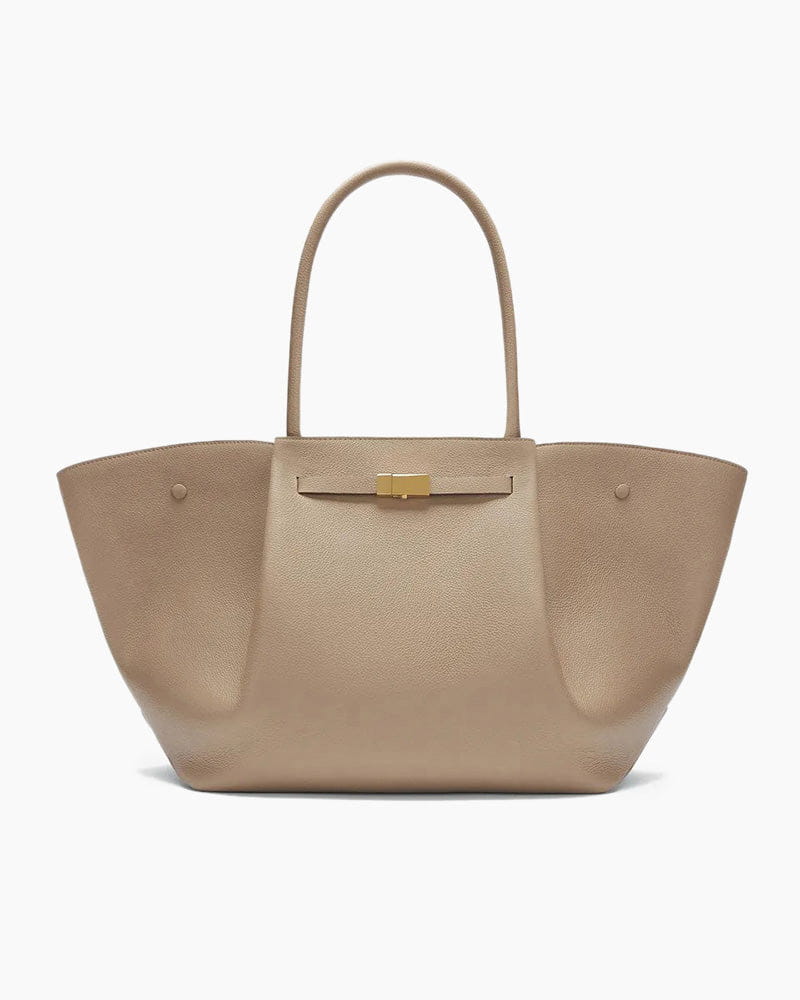 Premium Calfskin Leather Minimalist Tote Bag - Elegant Large Capacity Handbag for Women