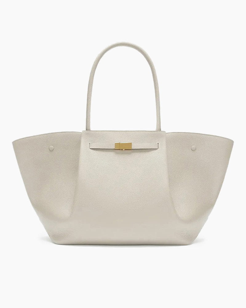 Premium Calfskin Leather Minimalist Tote Bag - Elegant Large Capacity Handbag for Women