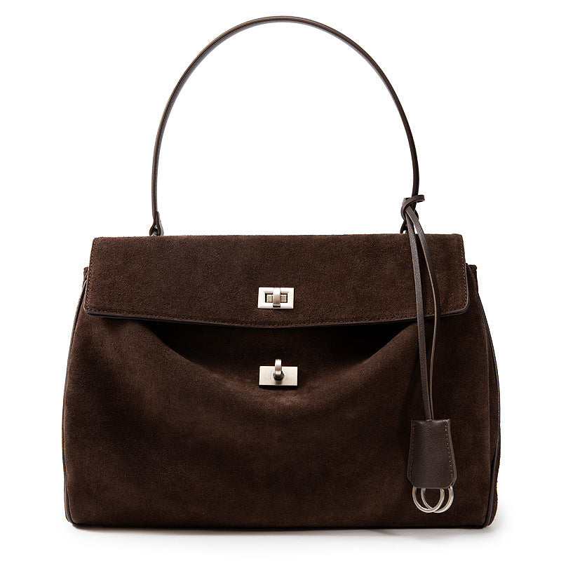 Women's Structured Handbag with Turn-Lock Closure