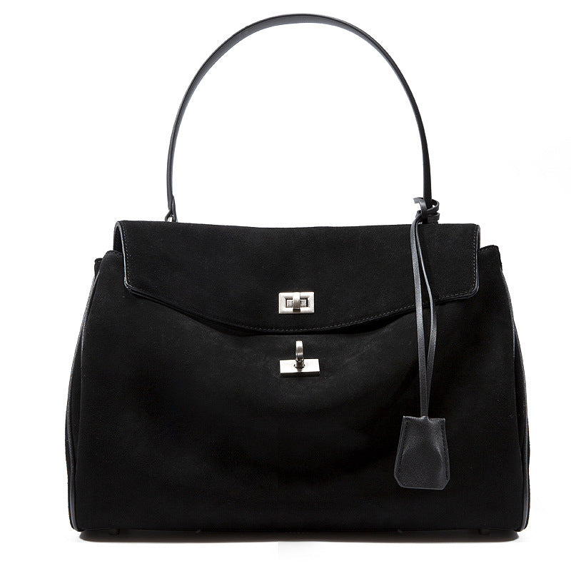 Women's Structured Handbag with Turn-Lock Closure