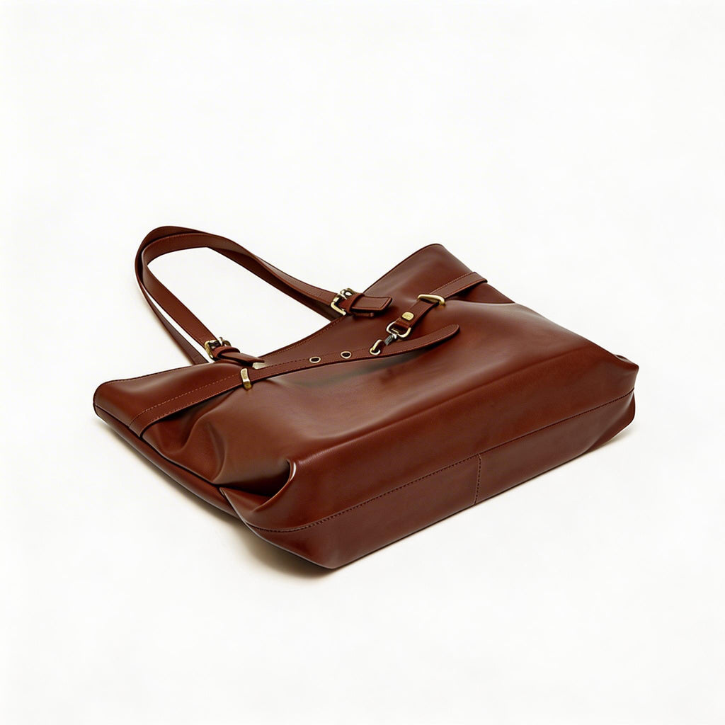 Women's Premium Calfskin Leather Boston Bag - Vintage Retro Top-Handle Handbag