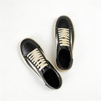 Men's Black Leather Sneakers Casual Round Toe Comfort