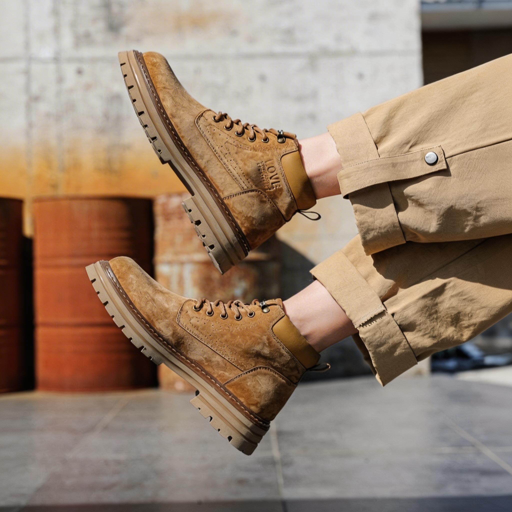 Men's Classic Leather Martin Boots - Casual Outdoor Heritage Style