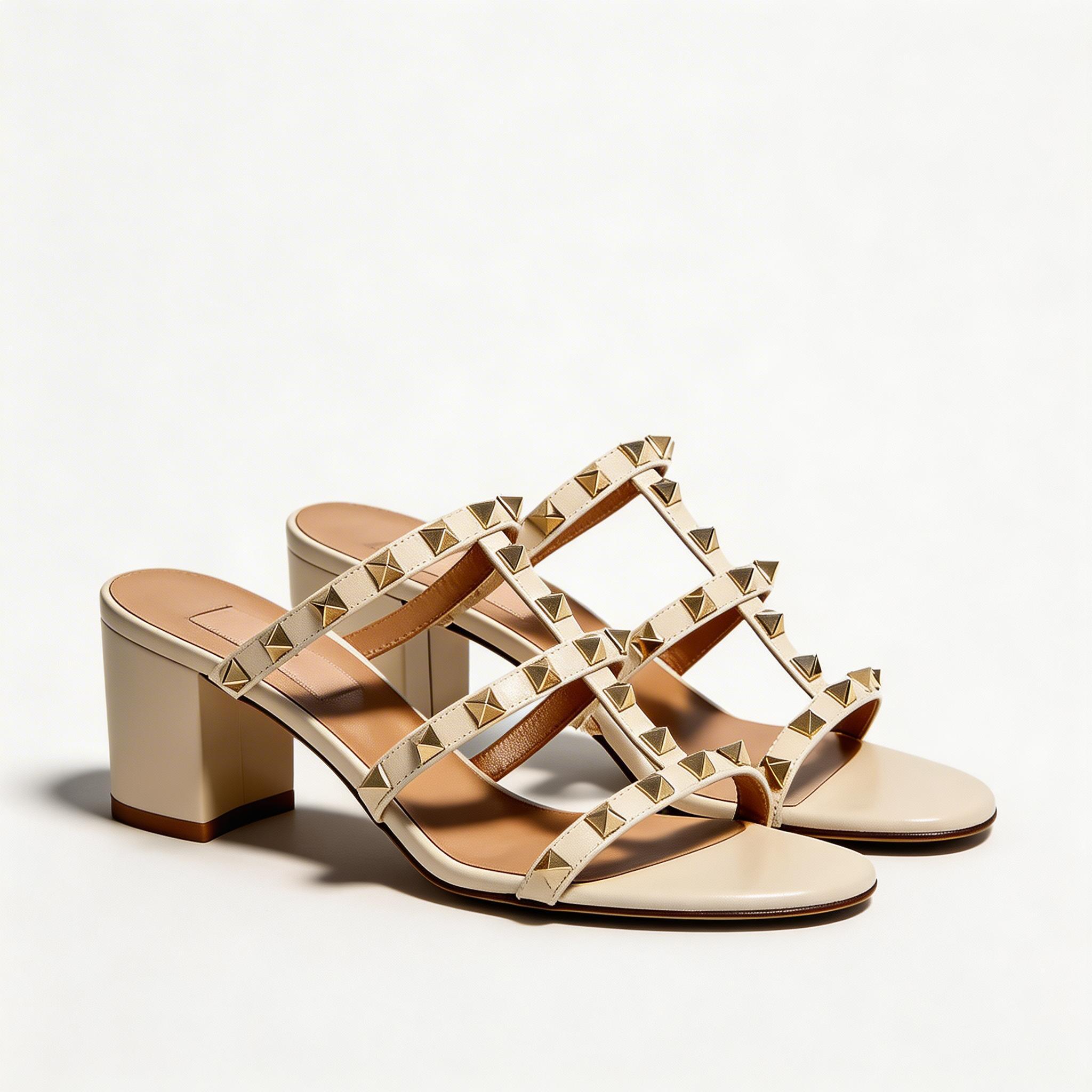 Women's Studded  Leather Sandals – Open Toe Leather Dress Sandals