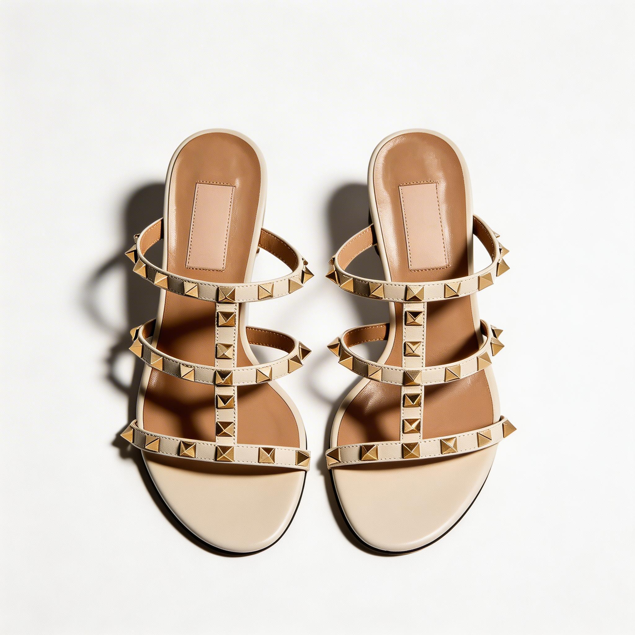 Women's Studded  Leather Sandals – Open Toe Leather Dress Sandals