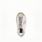 Women's Leather Lace Up Trainers Star Detail