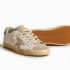 Classic Gray Leather  Star Sneakers - Men's Low-Top Casual Shoes