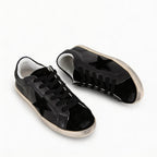 Women’s Black Star Patch Sneakers - Comfy Low-Top Lace-Ups