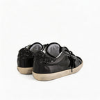 Women’s Black Star Patch Sneakers - Comfy Low-Top Lace-Ups