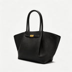 Premium Calfskin Leather Minimalist Tote Bag - Elegant Large Capacity Handbag for Women