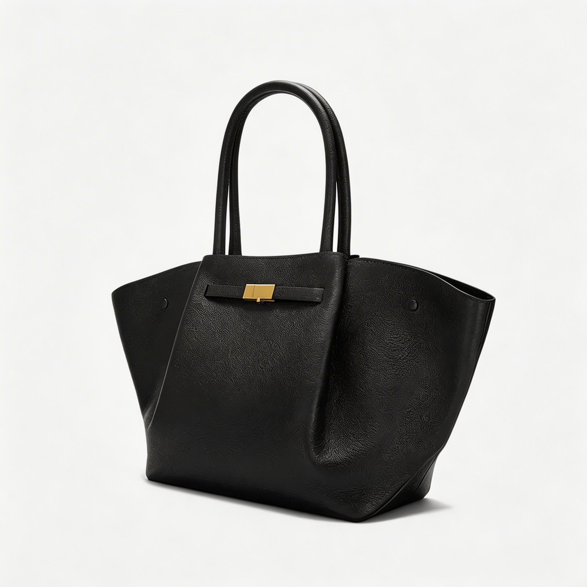 Premium Calfskin Leather Minimalist Tote Bag - Elegant Large Capacity Handbag for Women