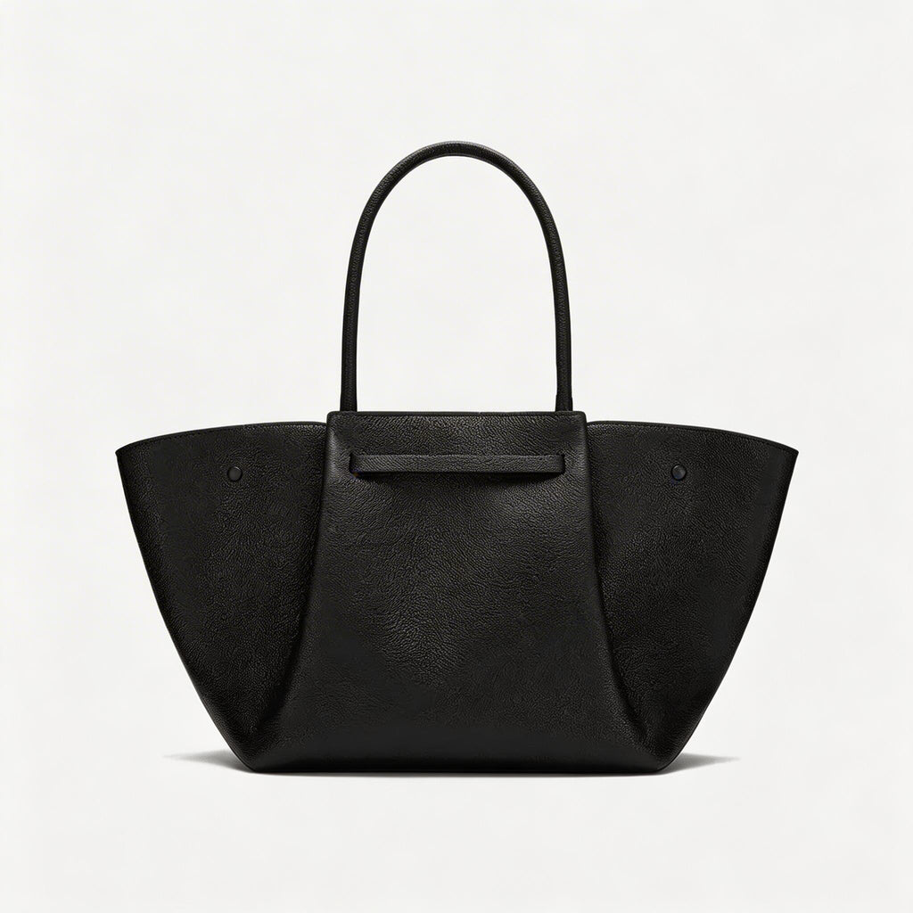 Premium Calfskin Leather Minimalist Tote Bag - Elegant Large Capacity Handbag for Women