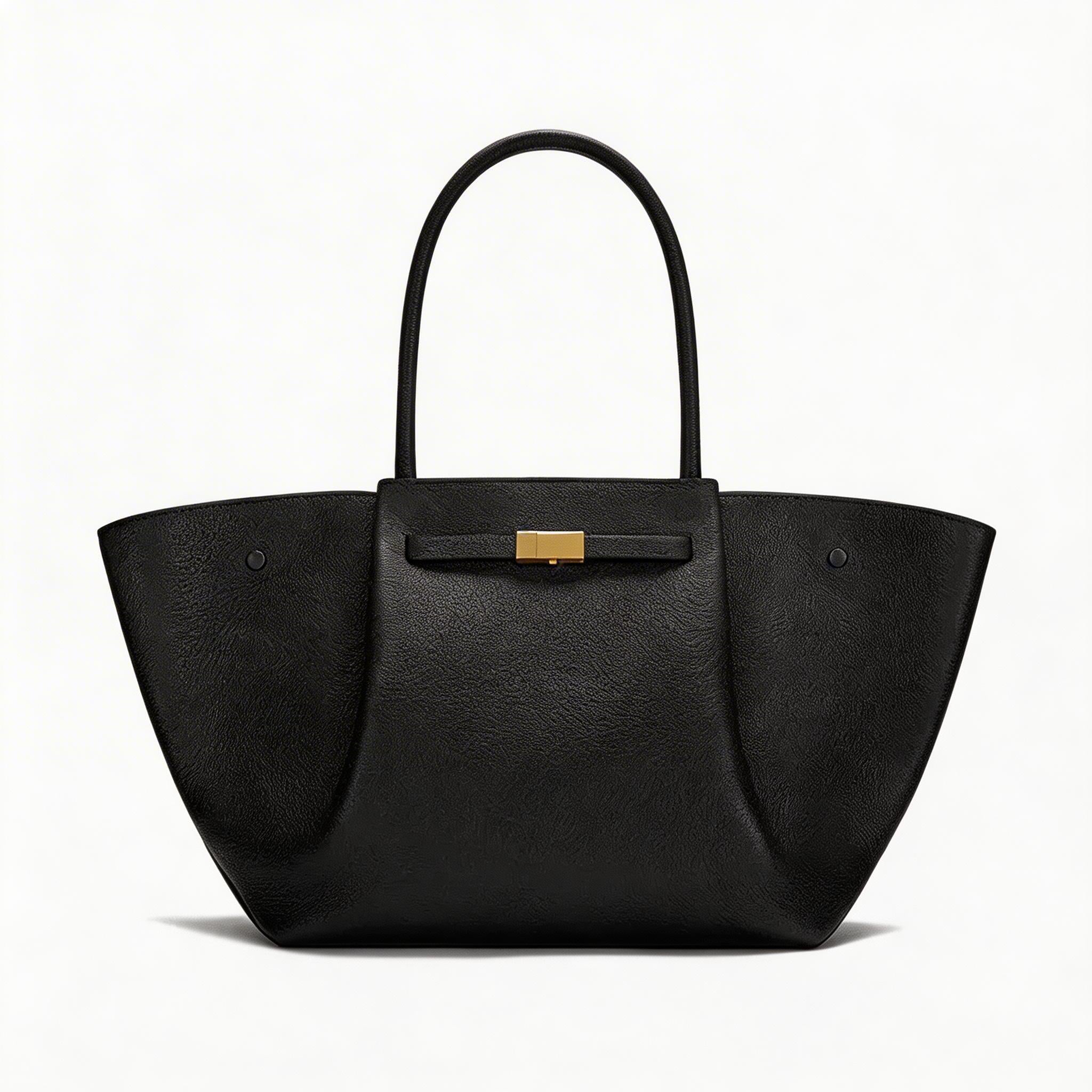 Premium Calfskin Leather Minimalist Tote Bag - Elegant Large Capacity Handbag for Women