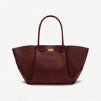 Premium Calfskin Leather Minimalist Tote Bag - Elegant Large Capacity Handbag for Women