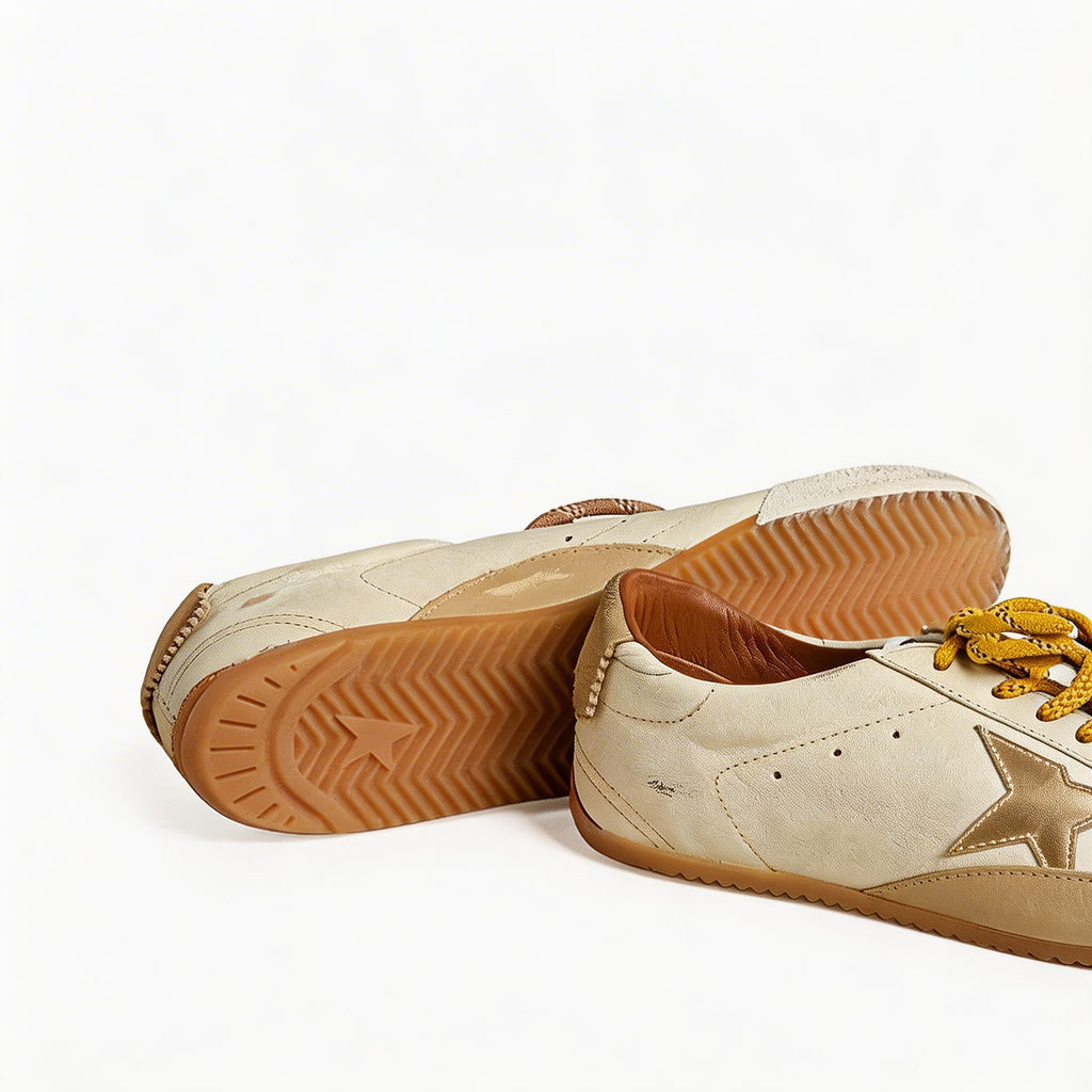 Men's Calfskin Leather Sneakers - Lightweight Retro Low-Top Comfort Shoes