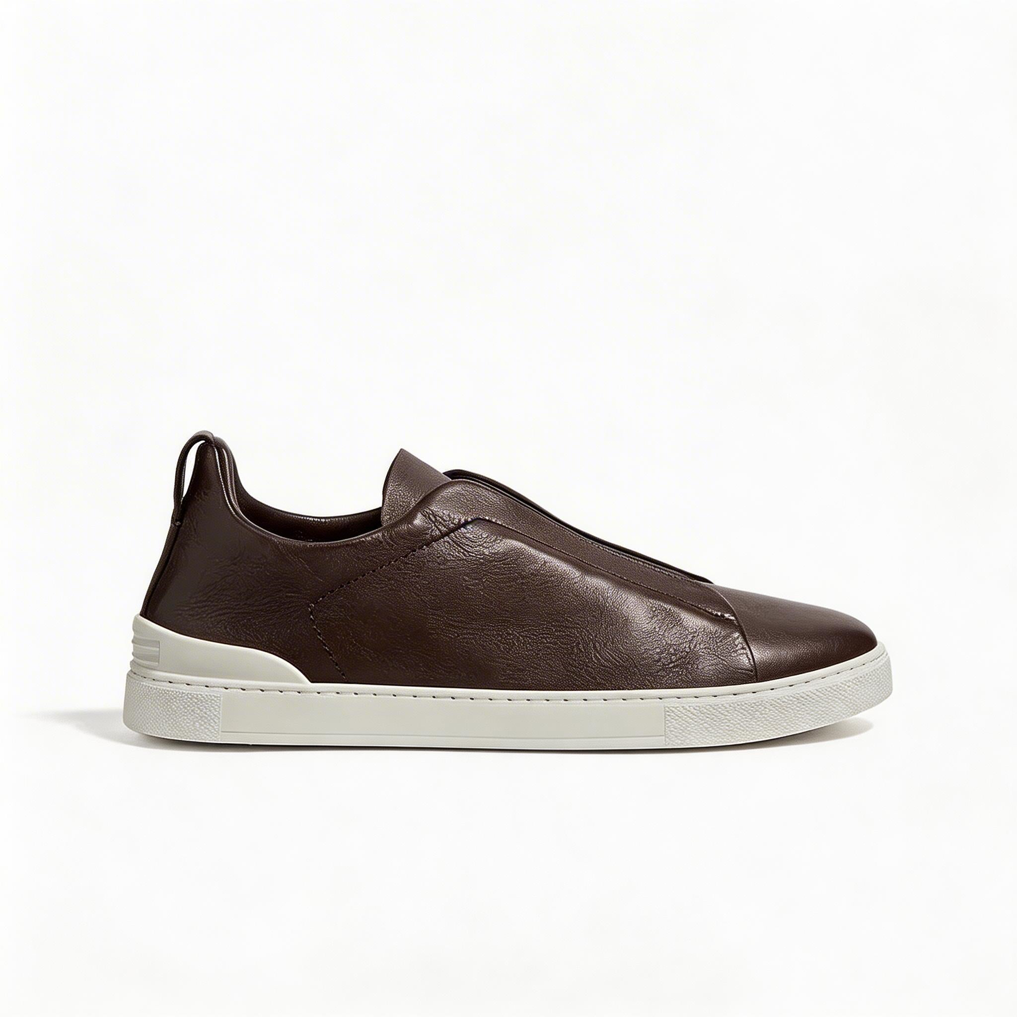 Men's Premium Leather Slip-On Loafers - Classic Flat Casual Walking Shoes