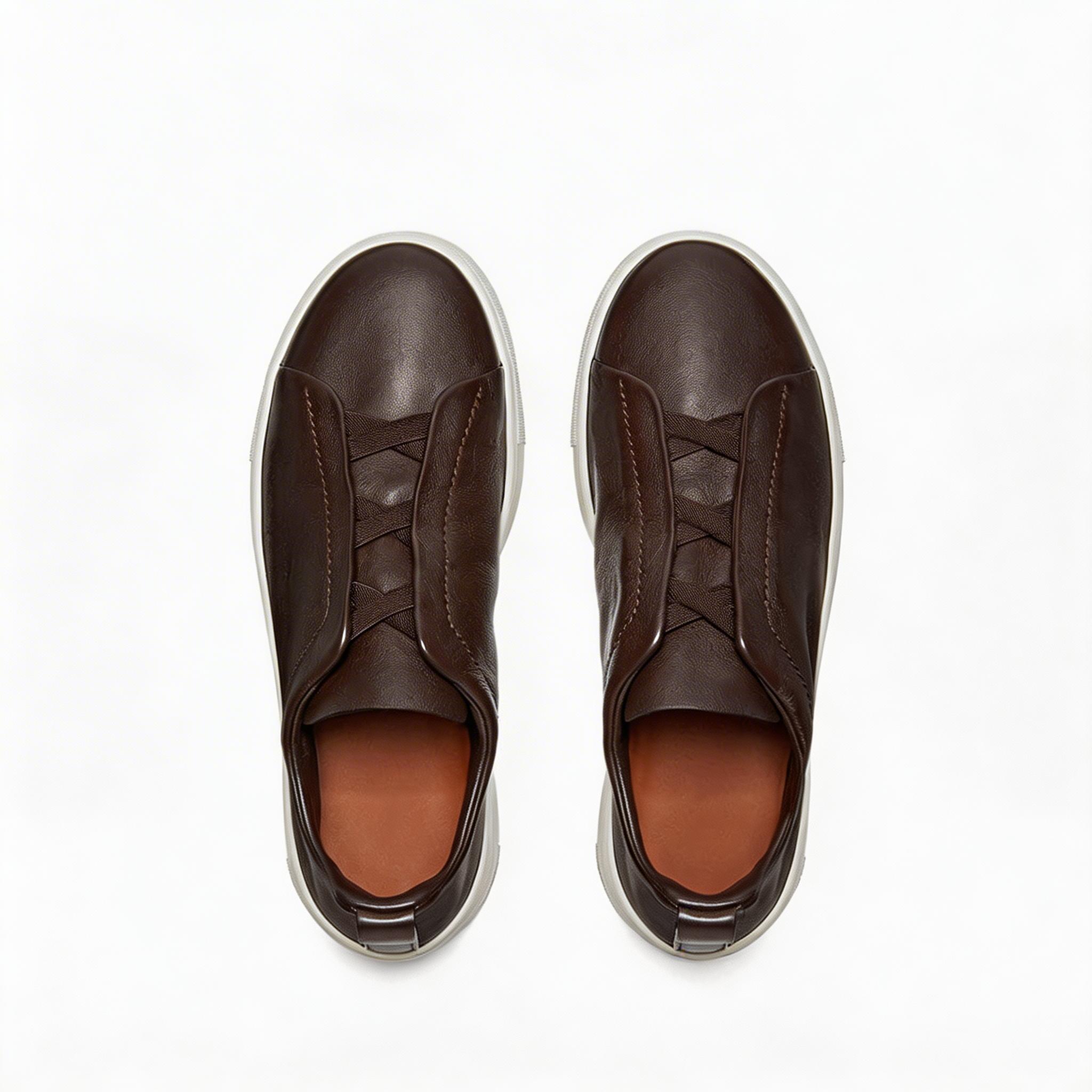 Men's Premium Leather Slip-On Loafers - Classic Flat Casual Walking Shoes