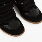 Women's Premium Leather High-Top Sneakers - Hidden Heel Velcro Waterproof Shoes