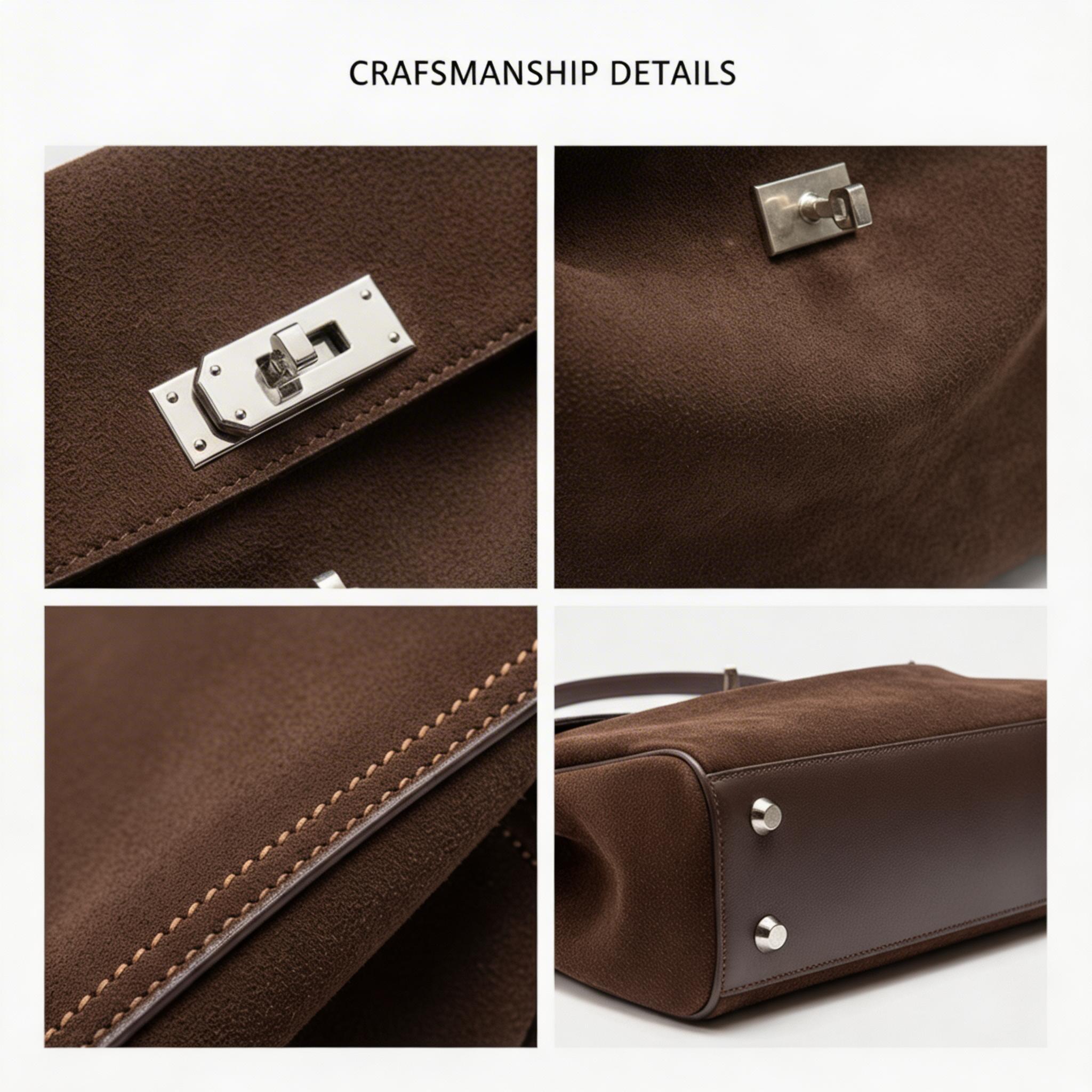 Women's Premium Leather Structured Handbag - Vintage Turn-Lock Shoulder Bag