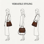 Women's Premium Leather Structured Handbag - Vintage Turn-Lock Shoulder Bag