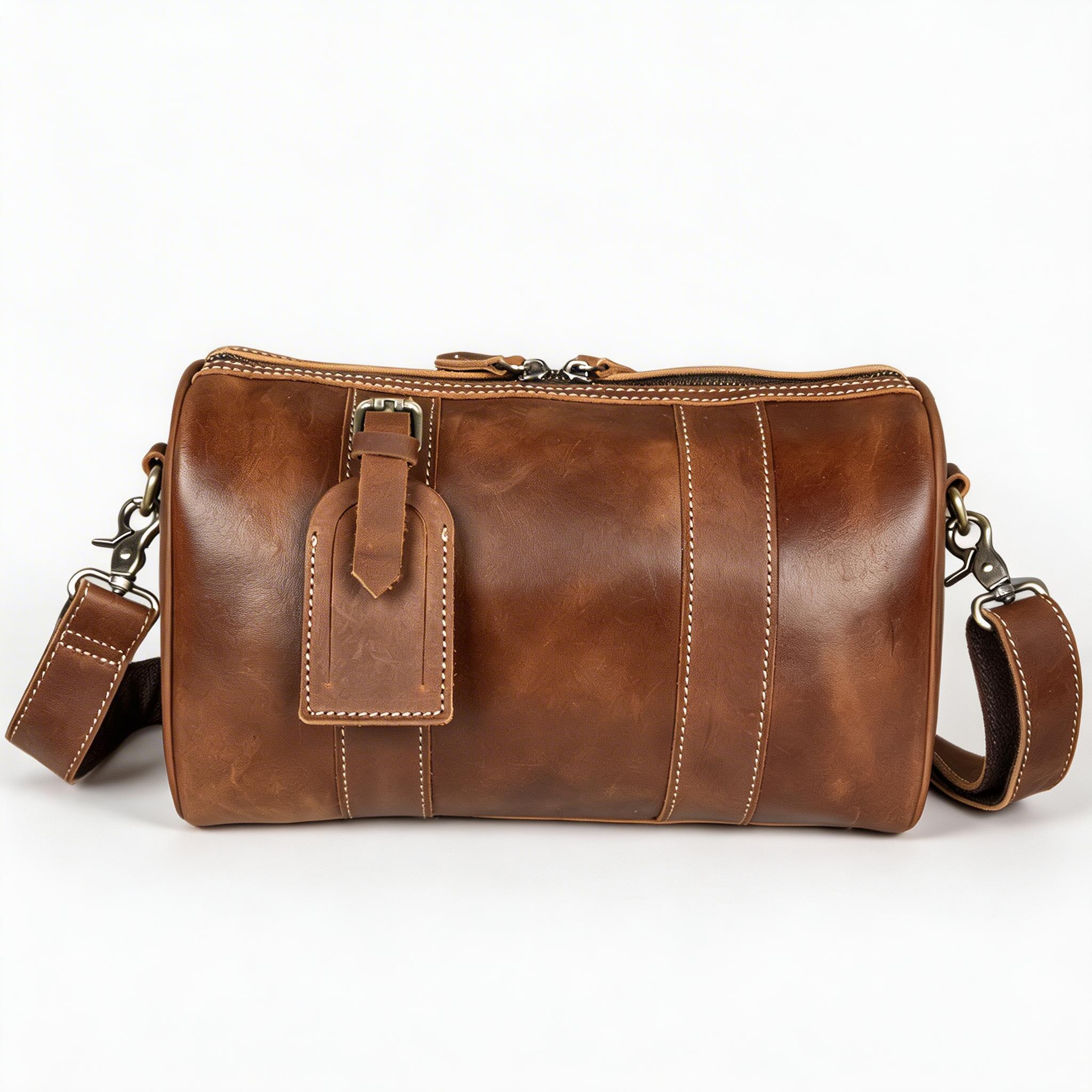 Fridaylifes Vintage Leather Duffle Crossbody Bag - Men's Luxury Shoulder Bag