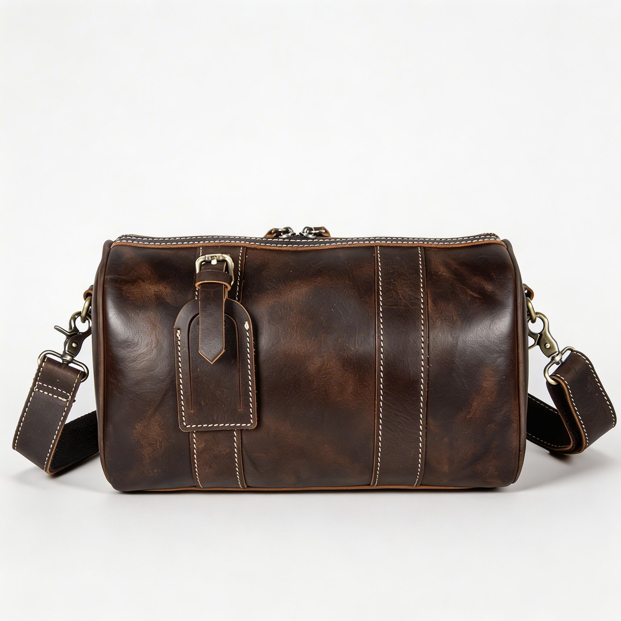 Fridaylifes Vintage Leather Duffle Crossbody Bag - Men's Luxury Shoulder Bag