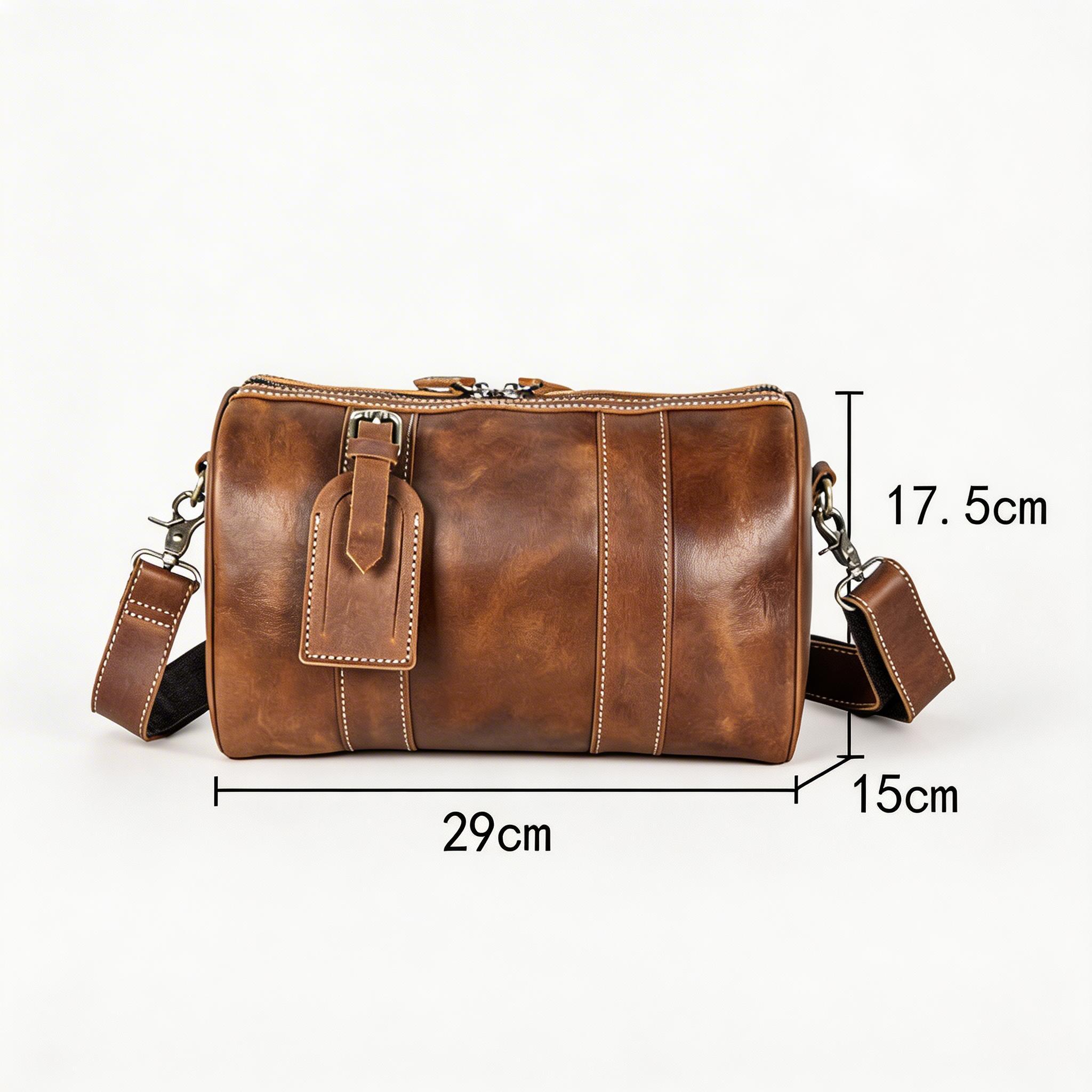 Fridaylifes Vintage Leather Duffle Crossbody Bag - Men's Luxury Shoulder Bag