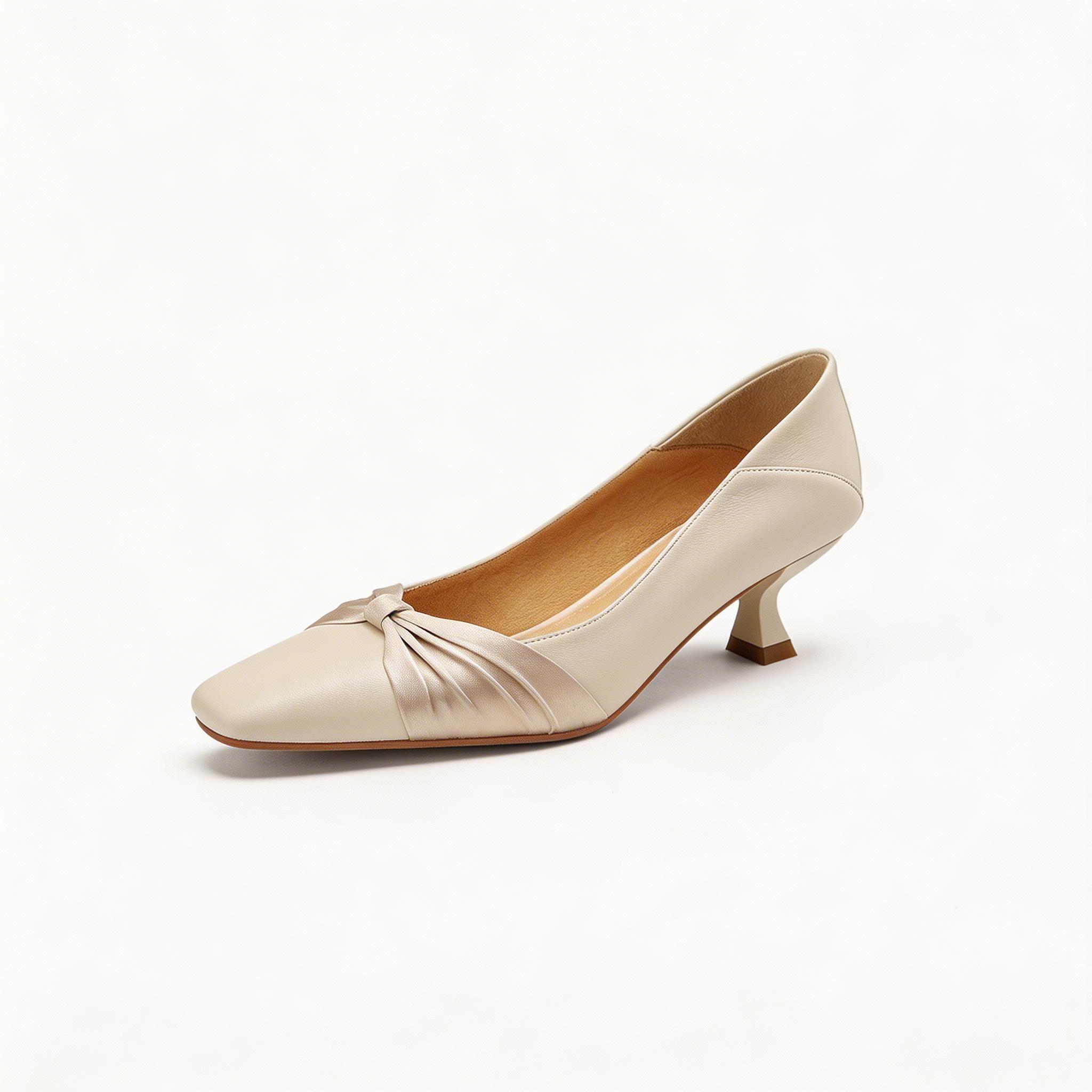 Minimalist 3cm Kitten Heel Pumps for Women – Genuine Leather Dress Shoes